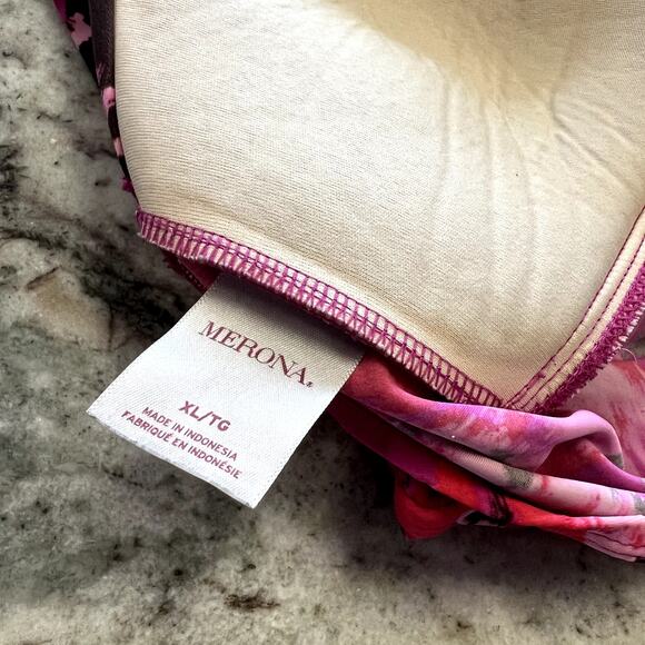 Merona Pink Brushstroke Halter Tankini Swim Top XL - Picture 4 of 5